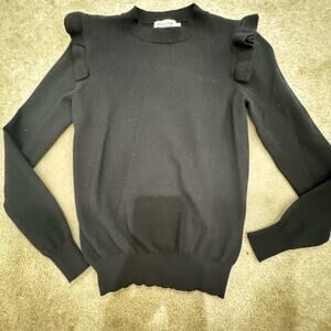 Girls Molly Bracken Black Sweater with Ruffle Details, size 14Y